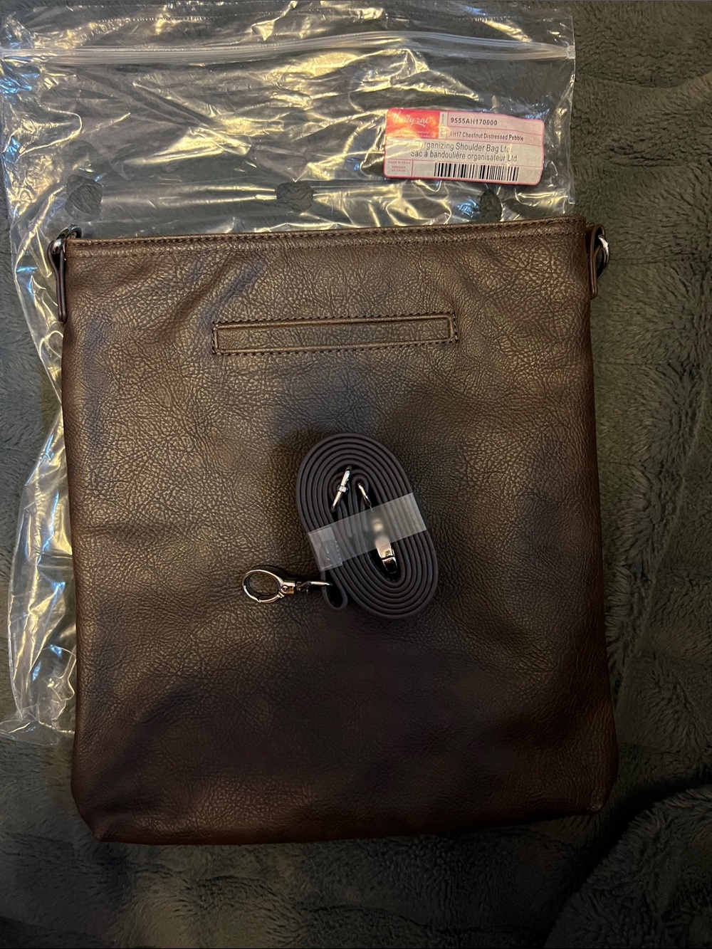 thirty-one Dark Brown Faux Leather Messenger Bag with Detachable Strap